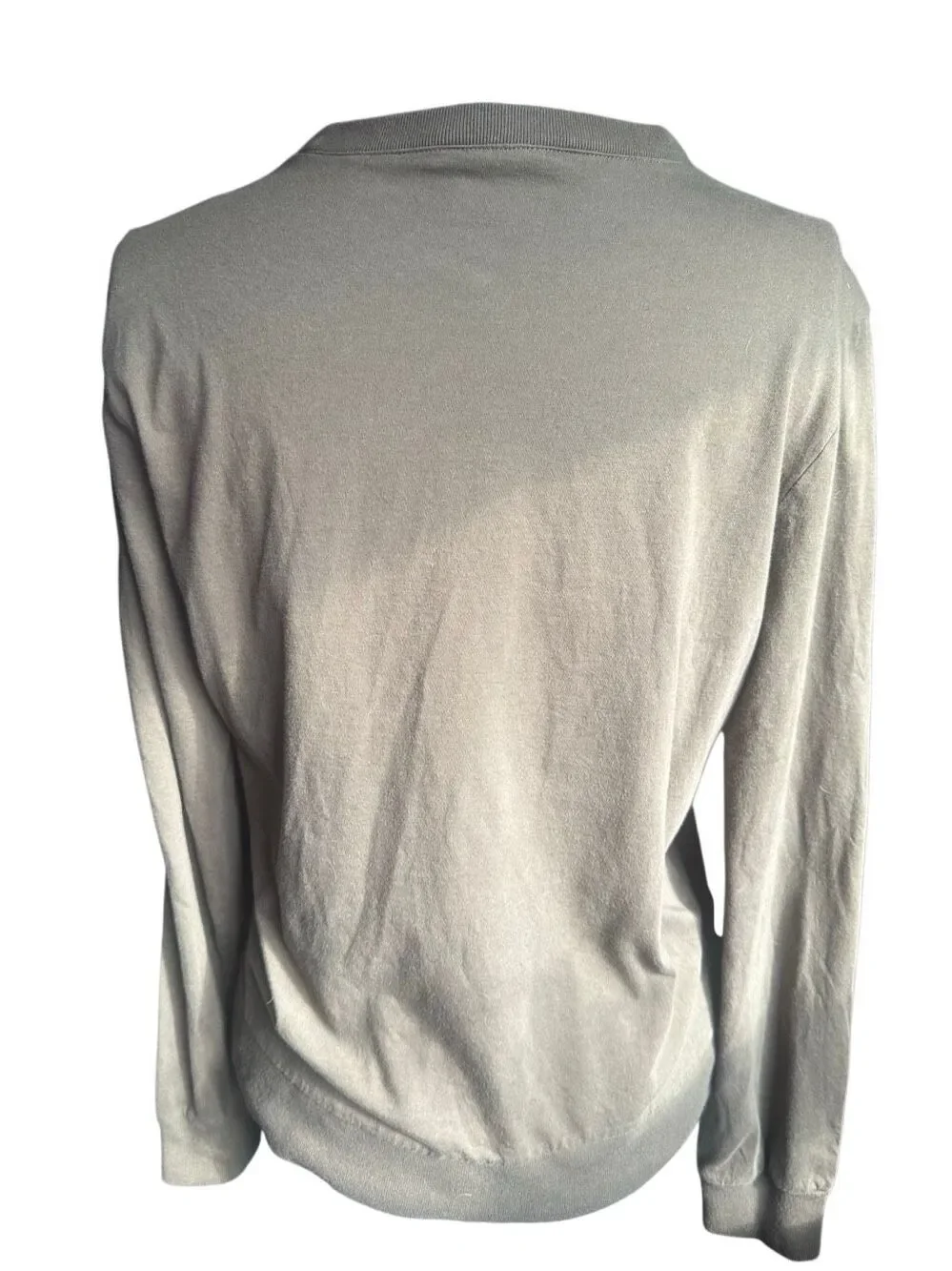 Gucci Embroidered Interlocking GG Crest Logo Long Sleeve Cotton Tee Shirt Khaki